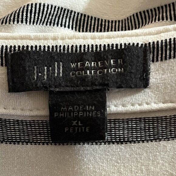J. Jill Wearever Collection Womens Size XL Petite White Black Stripe Shift Dress - Picture 4 of 4